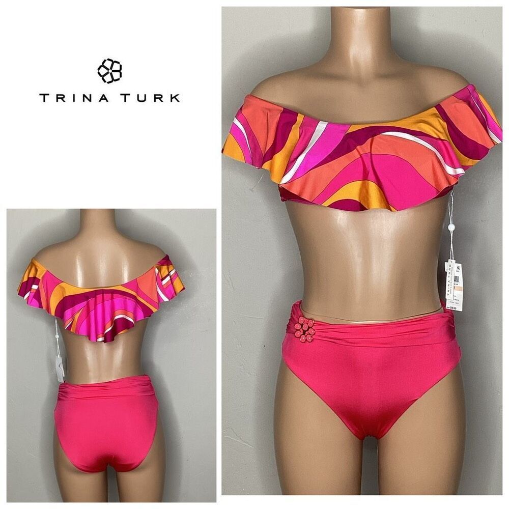 New. Trina Turk pink & orange bikini set. XS. 2/4 Retails $169